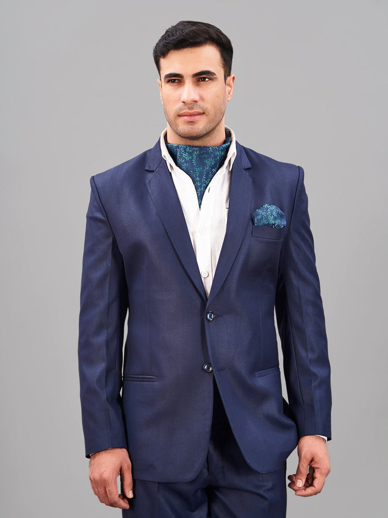 Blue Floral Woven Cravat & Pocket Square Set - TOSSIDO