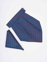 Blue Floral Woven Cravat & Pocket Square Set - TOSSIDO