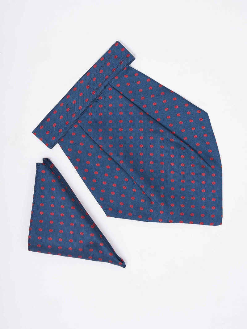 Blue Floral Woven Cravat & Pocket Square Set - TOSSIDO