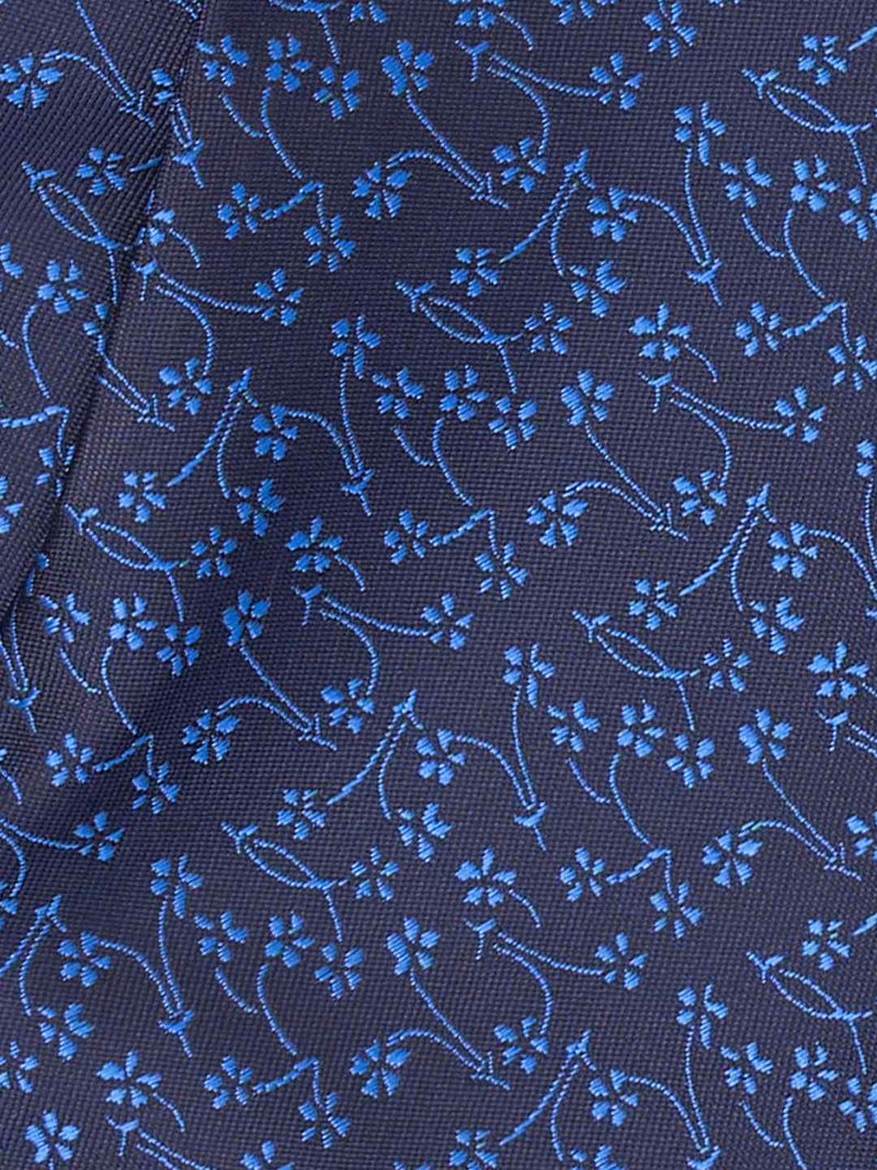 Blue Floral Woven Cravat & Pocket Square Set - TOSSIDO