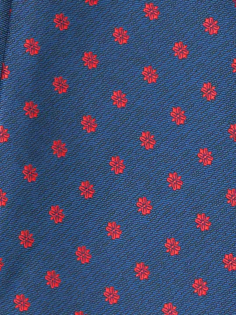 Blue Floral Woven Cravat & Pocket Square Set - TOSSIDO