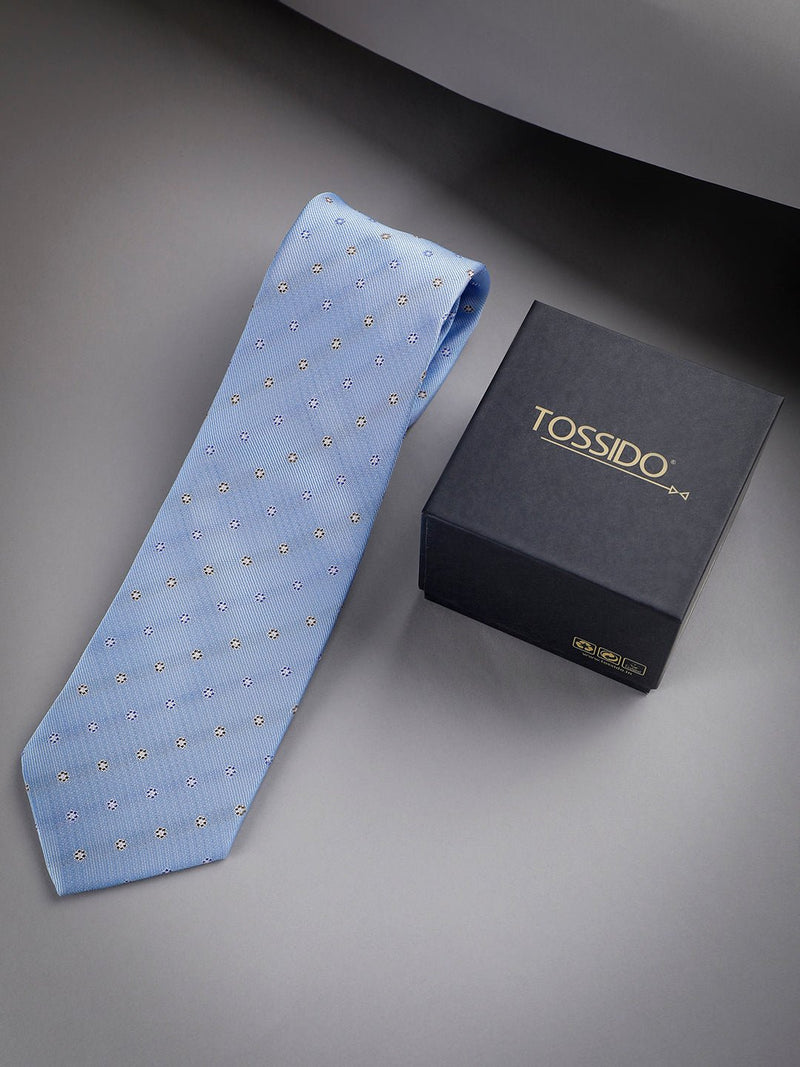 Blue Floral Woven Long Necktie - TOSSIDO