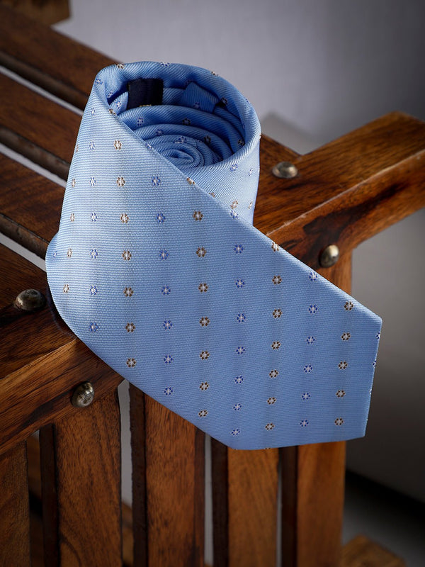 Blue Floral Woven Long Necktie - TOSSIDO
