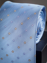 Blue Floral Woven Long Necktie - TOSSIDO