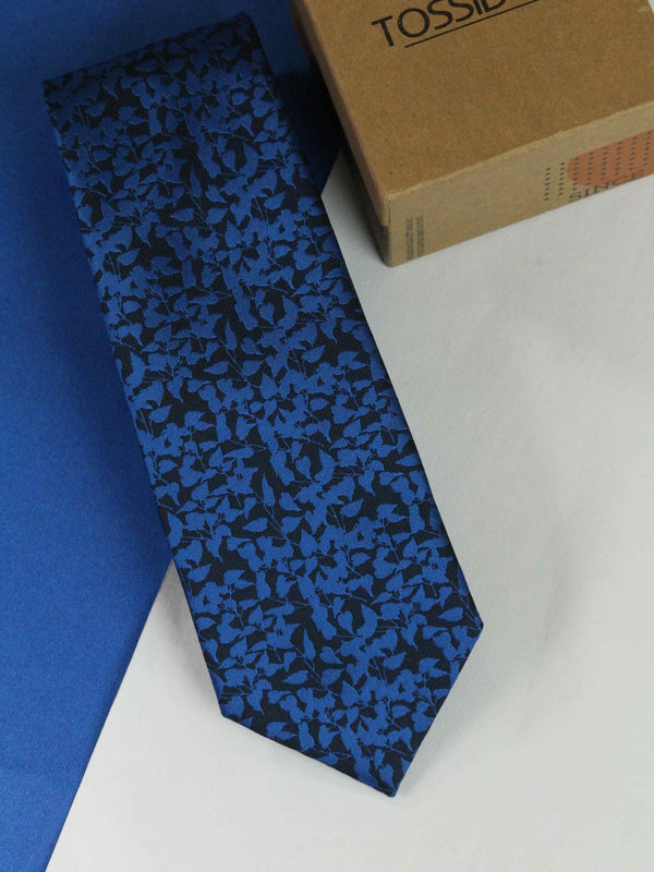 Blue Floral Woven Necktie - TOSSIDO