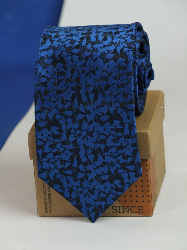 Blue Floral Woven Necktie - TOSSIDO
