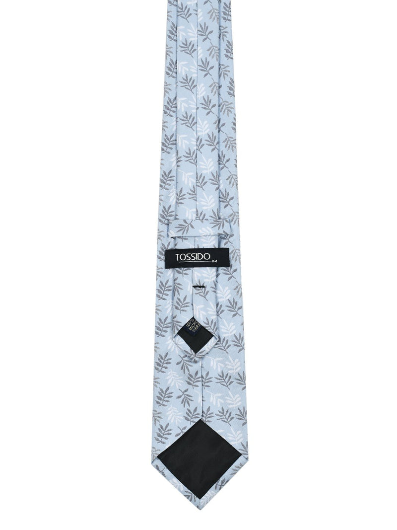 Blue Floral Woven Necktie & Pocket Square - TOSSIDO