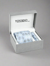 Blue Floral Woven Necktie & Pocket Square - TOSSIDO