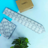 Blue Floral Woven Necktie & Pocket Square - TOSSIDO