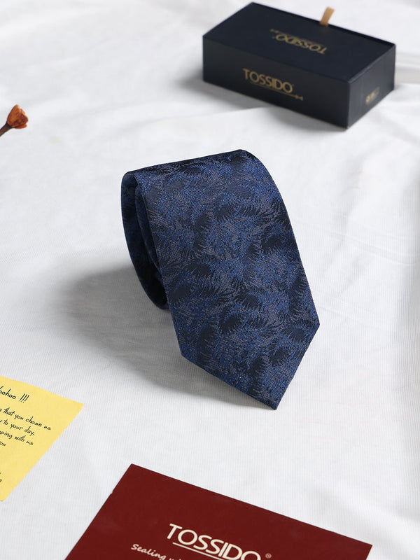 Blue Floral Woven Silk Necktie - TOSSIDO