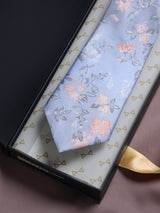 Blue Floral Woven Silk Necktie - TOSSIDO