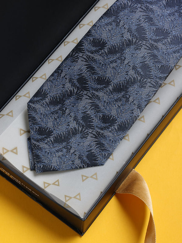 Blue Floral Woven Silk Necktie - TOSSIDO