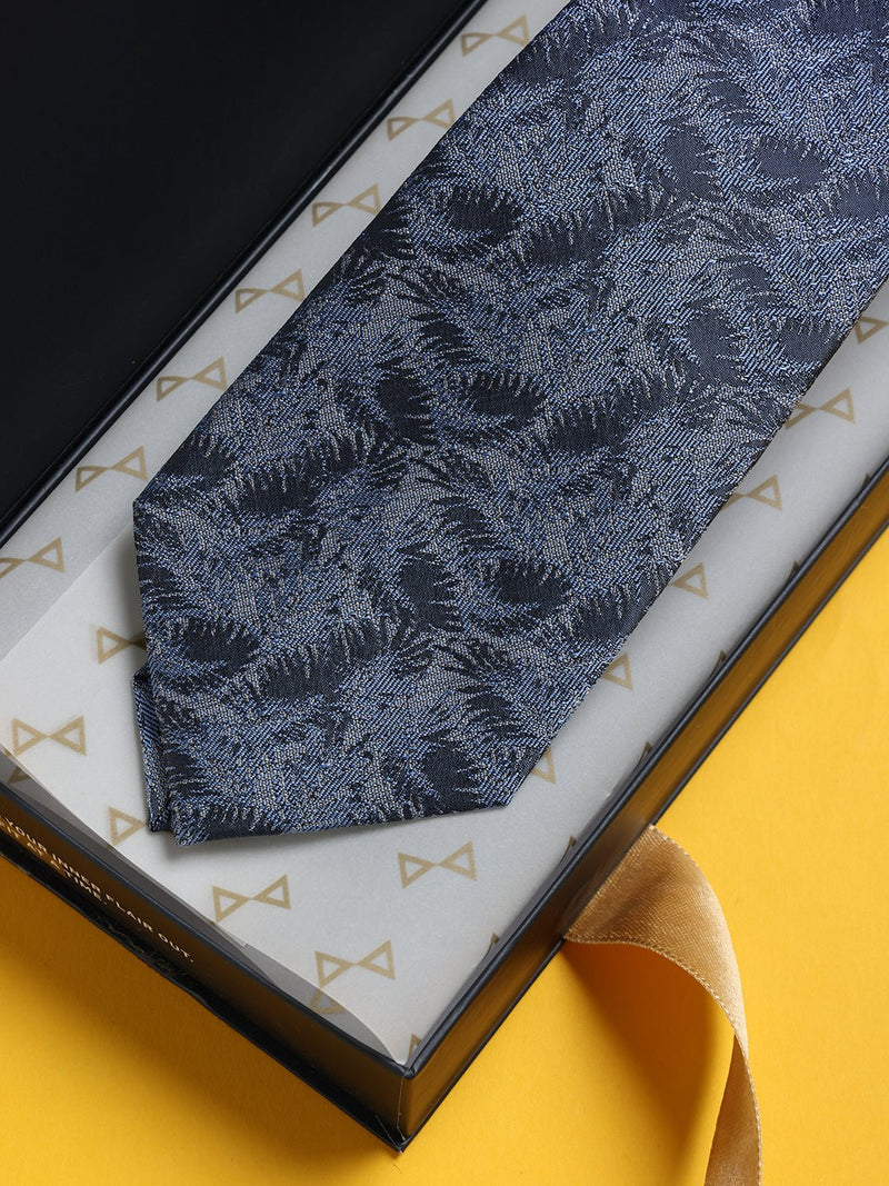 Blue Floral Woven Silk Necktie - TOSSIDO