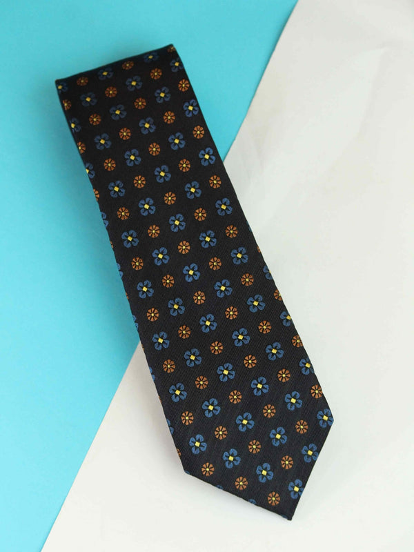 Blue Floral Woven Silk Necktie - TOSSIDO