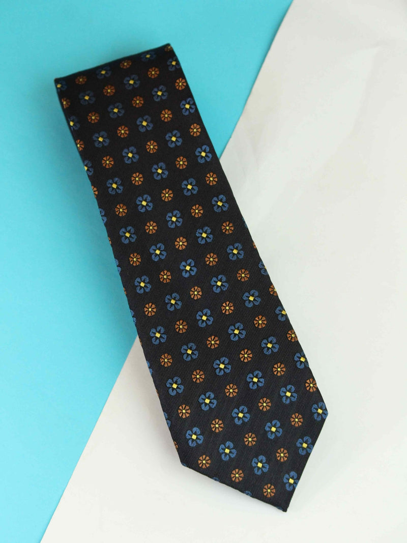Blue Floral Woven Silk Necktie - TOSSIDO