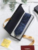 Blue Floral Woven Silk Necktie - TOSSIDO