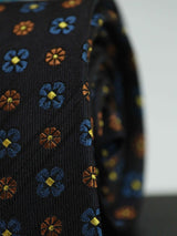 Blue Floral Woven Silk Necktie - TOSSIDO