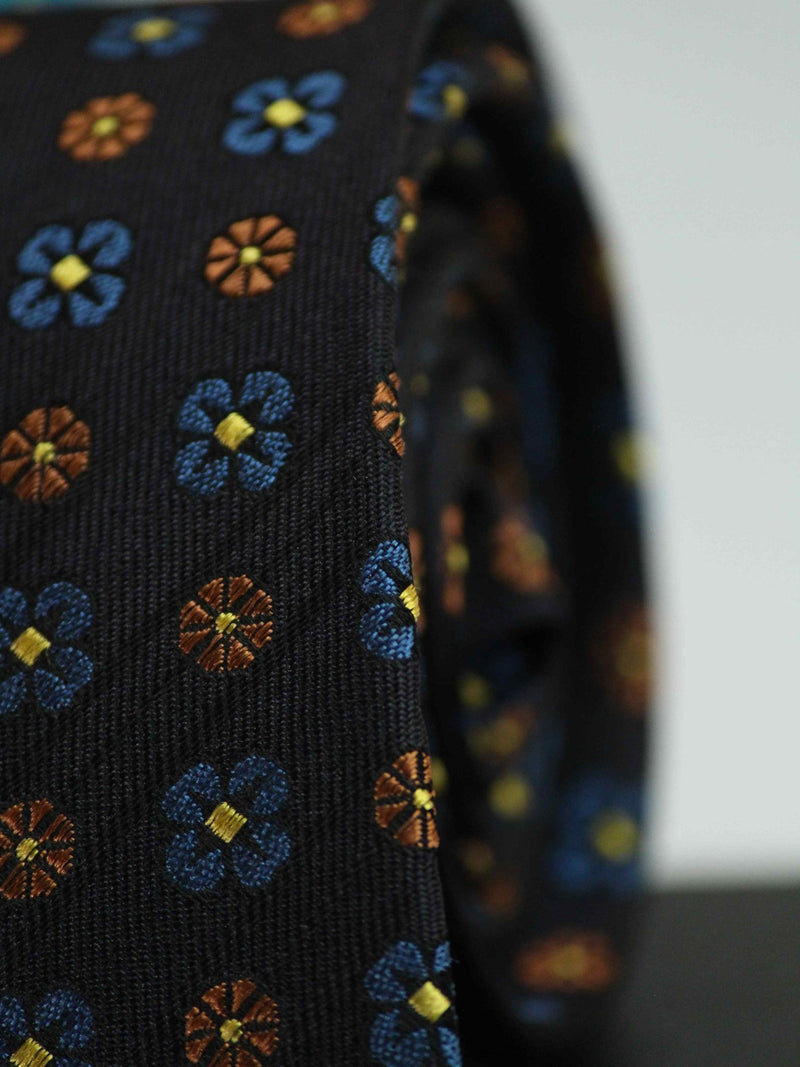 Blue Floral Woven Silk Necktie - TOSSIDO