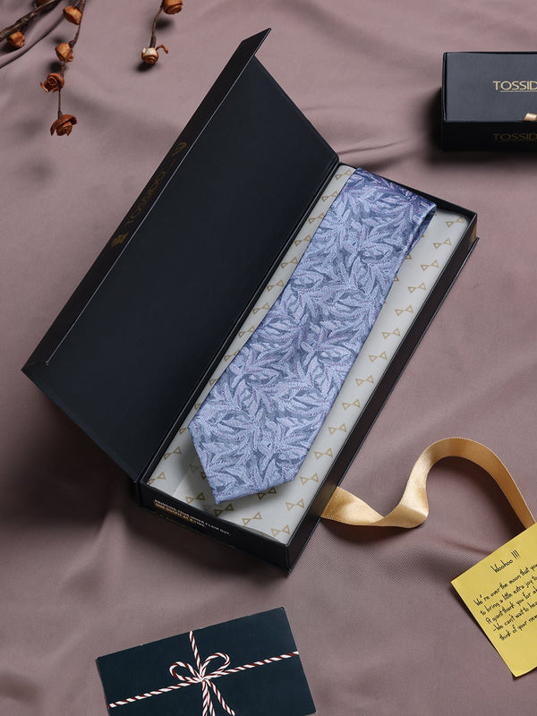 Blue Floral Woven Silk Necktie - TOSSIDO