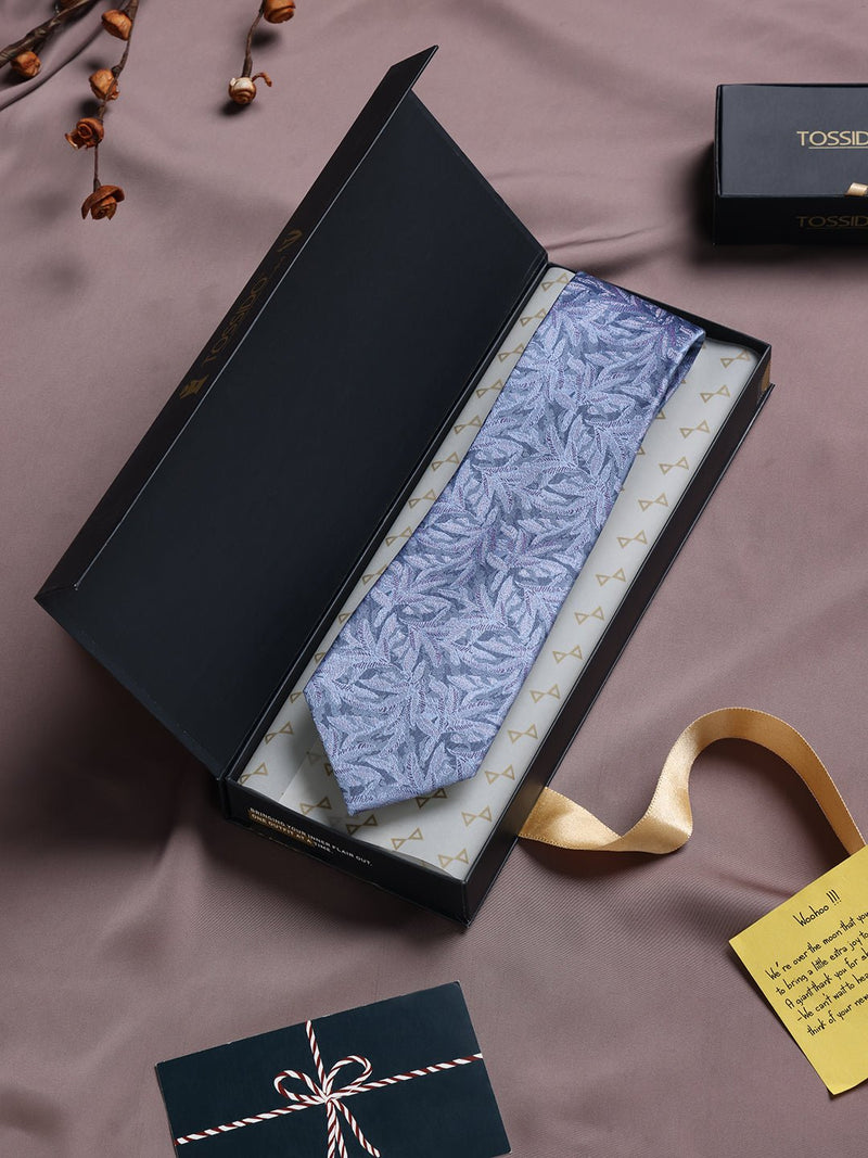 Blue Floral Woven Silk Necktie - TOSSIDO