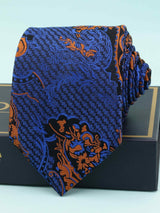 Blue Floral Woven Silk Necktie - TOSSIDO