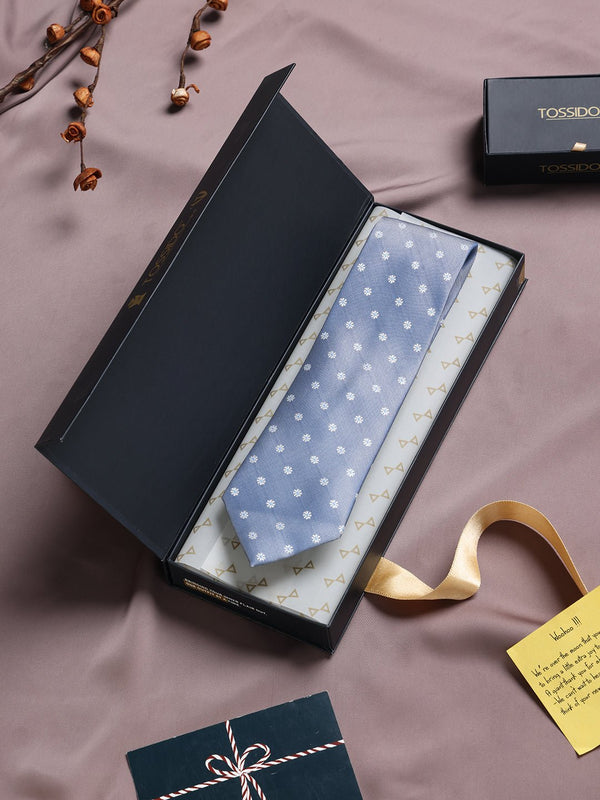 Blue Floral Woven Silk Necktie - TOSSIDO