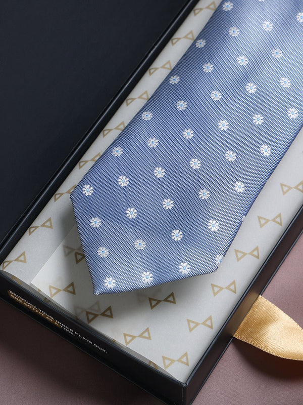 Blue Floral Woven Silk Necktie - TOSSIDO