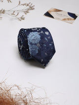 Blue Floral Woven Silk Necktie - TOSSIDO