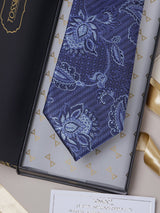 Blue Florals Teflon Silk Necktie - TOSSIDO
