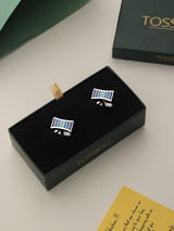 Blue Geometric Cufflinks - TOSSIDO
