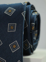 Blue Geometric Handmade Silk Necktie - TOSSIDO