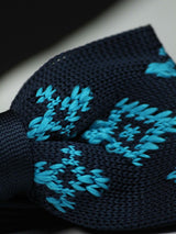 Blue Geometric Knitted Bow Tie - TOSSIDO
