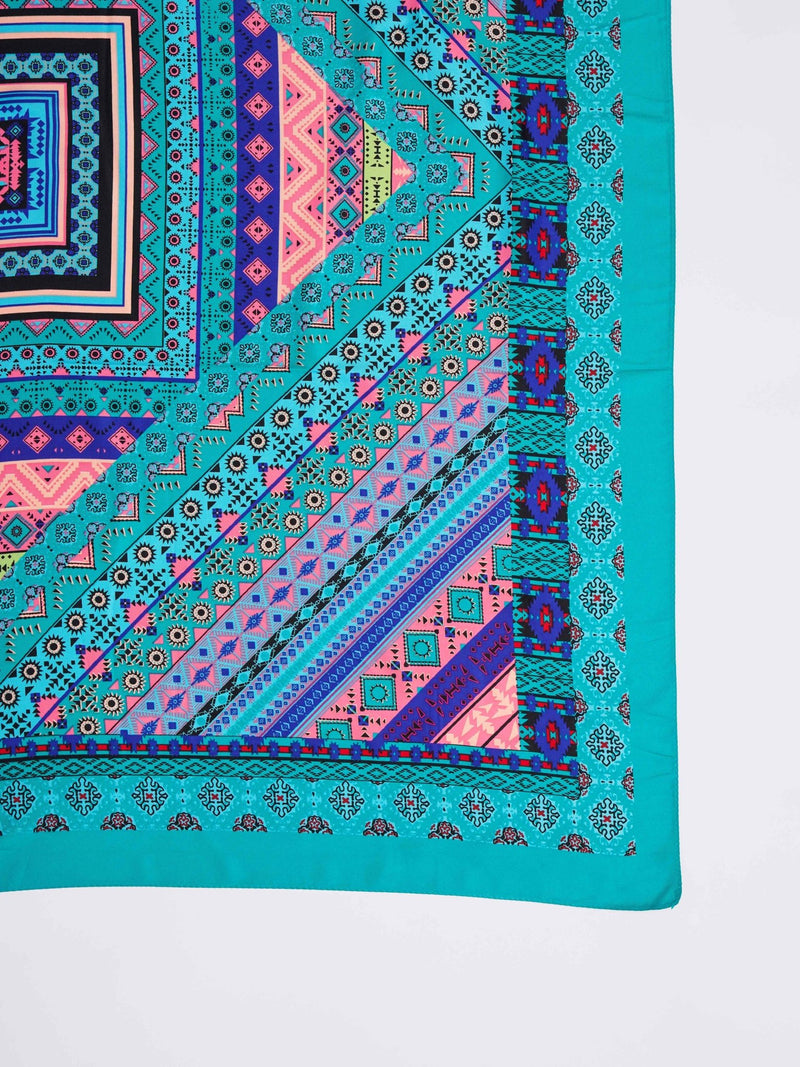 Blue Geometric Large Scarf - TOSSIDO