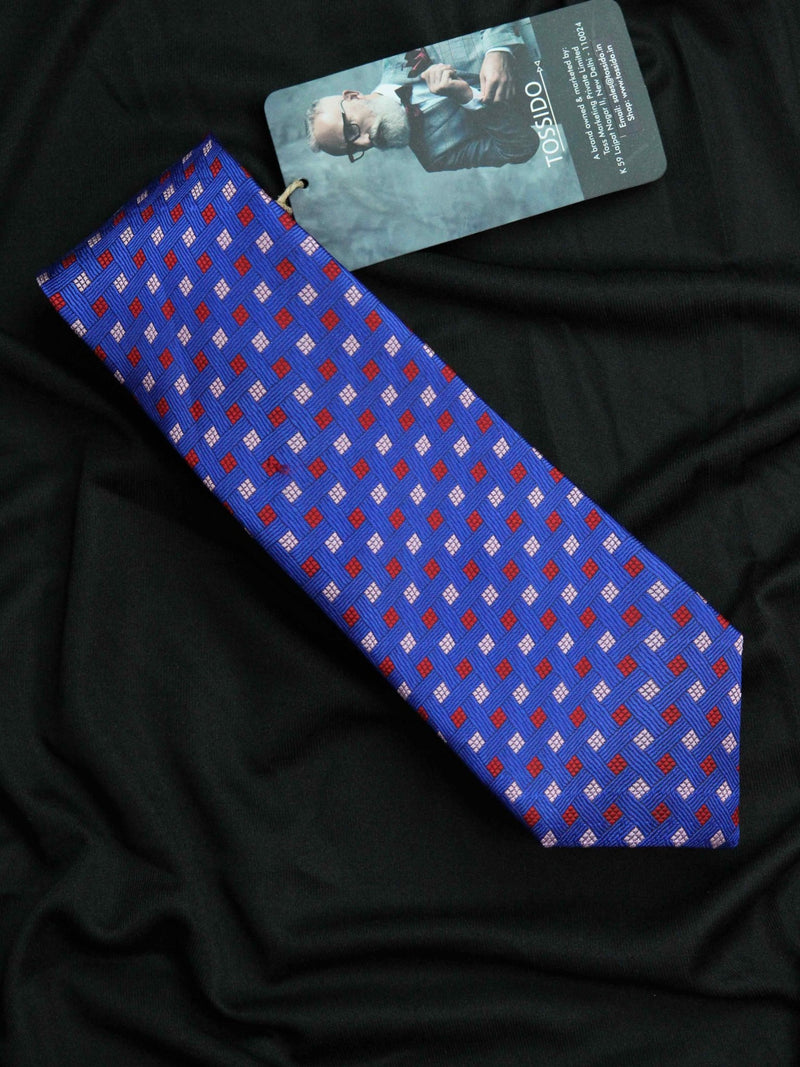 Blue Geometric Necktie - TOSSIDO