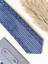 Blue Geometric Necktie Gift - set - TOSSIDO
