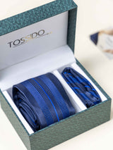 Blue Geometric Necktie Gift - set - TOSSIDO