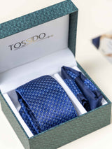 Blue Geometric Necktie Gift - set - TOSSIDO