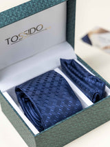 Blue Geometric Necktie Gift - set - TOSSIDO