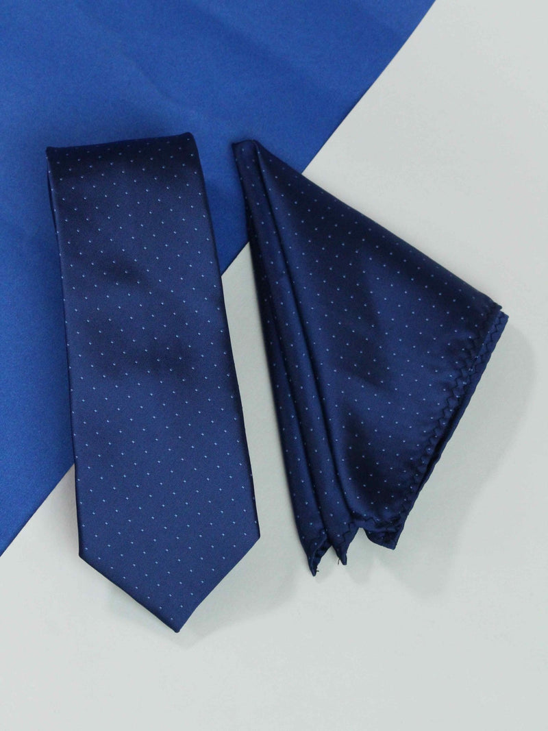 Blue Geometric Necktie & Pocket Square Giftset - TOSSIDO