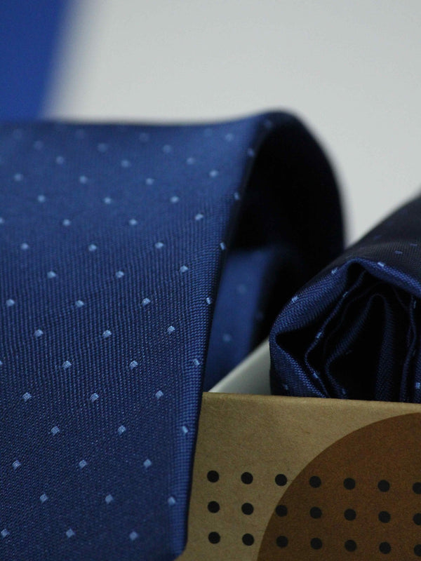 Blue Geometric Necktie & Pocket Square Giftset - TOSSIDO