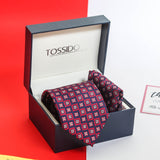Blue Geometric Necktie & Pocket Square Giftset - TOSSIDO