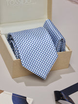 Blue Geometric Necktie & Pocket Square Giftset