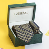 Blue Geometric Necktie & Pocket Square Giftset - TOSSIDO