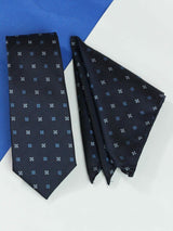 Blue Geometric Necktie & Pocket Square Giftset - TOSSIDO