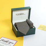 Blue Geometric Necktie & Pocket Square Giftset - TOSSIDO