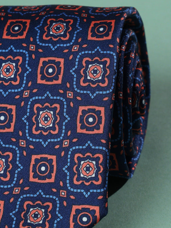 Blue Geometric Printed Necktie - TOSSIDO