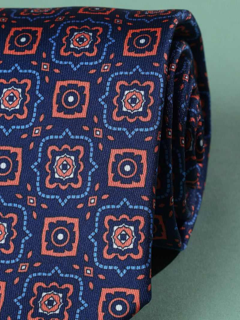Blue Geometric Printed Necktie - TOSSIDO