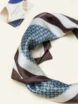 Blue Geometric Printed Satin Neckerchief - TOSSIDO