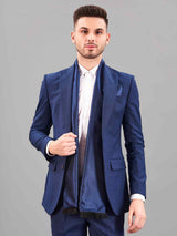 Blue Geometric Reversible Stole & Pocket Square Set - TOSSIDO