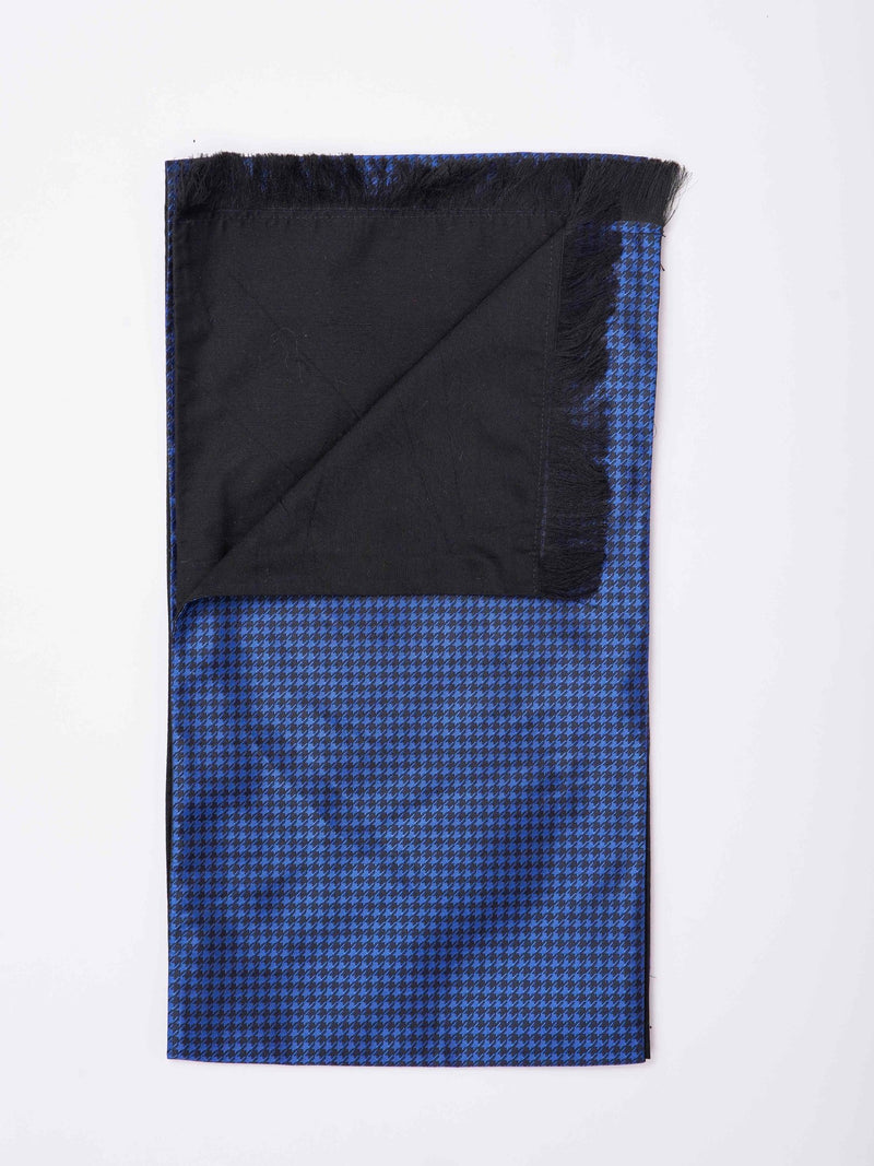 Blue Geometric Reversible Stole & Pocket Square Set - TOSSIDO